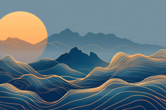 Mountain Line Art Background Wallpaper Product Image 1