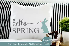 Hello Spring Rabbit SVG, png, eps, sublimation, printable Product Image 3