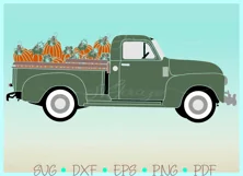 Pumpkin Delivery Truck Green SVG Dxf Eps Png PDF Files Product Image 2