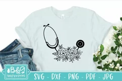 Floral Stethoscope SVG File, Nurse, Doctor, Medical Product Image 3