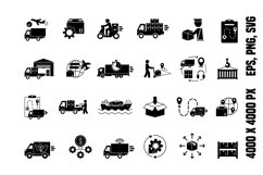 Black Logistics Icon Set Product Image 1