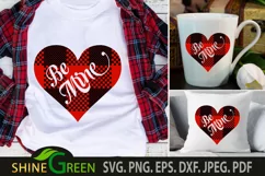 Valentines SVG Be Mine Buffalo Plaid Heart PNG Sublimation Product Image 1