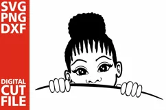 Peeking Black Girl svg, Melanin svg, Afro Bun, Hairstyle svg Product Image 2