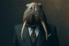 Anthropomorphic walrus wearing business manager suit. Genera Product Image 1