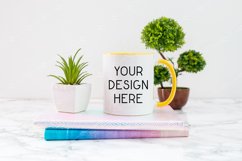 Mug Mockup 11 Oz Blank White Coffee Cup Yellow Handle Product Image 1