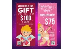 Valentine s Day Voucher Design Vector. Vertical Discount. Product Image 1