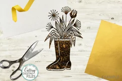 Flowers Wellies Rain boots svg dxf laser paper cut out files Product Image 3