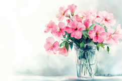 Watercolor Vase in Pink Flowers Background Wallpaper Product Image 1