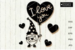 Valentine gnome I love you svg, Valentines day heart clipart Product Image 2