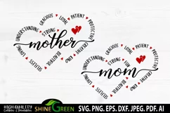 Mom Mothers Day SVG Mother SVG Dual Heart Mom Tshirt Design Product Image 1
