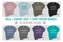 Bella Canvas 3001 Tshirt Mock-up BUNDLE ALL HEATHERS Product Image 1