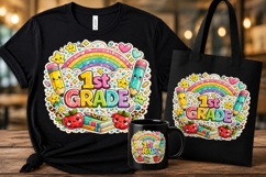 1st Grade PNG | First Grade Back to School Sublimation Desig Product Image 1