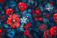 Red and Blue Flowers Background Wallpaper Product Image 1