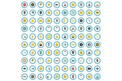 100 emblem icons set, flat style Product Image 1