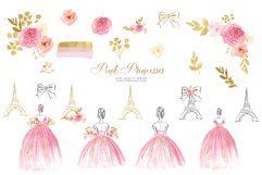 Pink Princess Floral Clipart, Pink &amp; Gold Flowers clip art Product Image 5