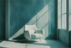 Modern minimalist armchair in sunlit room Product Image 1