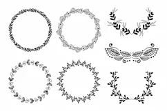 Wreaths Clipart, Hand drawn black design elements, Digital wreath, laurels, leaves and branches, Wedding clipart, Vector Product Image 2
