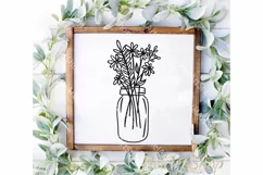Mason Jar svg, Wildflowers Bouquet svg, Botanical svg Product Image 1