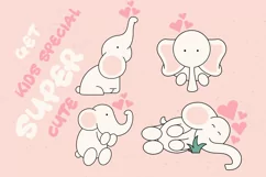 Baby Elephant illustration & foil quill line art SVG, AI, Product Image 4