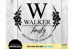 Monogram SVG, Family Sign SVG, Last Name Monogram SVG Wreath Product Image 1