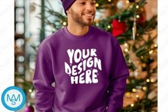 Purple men Sweatshirt empty space Mockup, christmas Gildan Product Image 1
