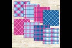 24 Pink and Blue Plaid Digital Papers, Tartan, Gingham Product Image 4