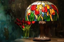 Tulip Stained Glass Lamp Background Wallpaper Product Image 1