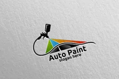 Car Painting Logo with Spray Gun and Sport Car Concept 1 Product Image 1