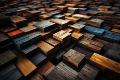 Hefty Stacks of wooden industrial boards. Generate ai Product Image 1
