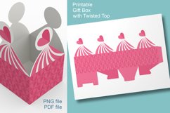 Printable Pink Valentine Gift Box Twisted Top Closure Product Image 2