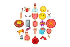 Stress icons set, cartoon style Product Image 1