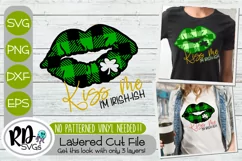 Kiss Me I'm Irish plaid lips - A St Patricks Day Cricut SVG Product Image 1