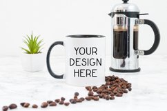 Mug Mockup 11 Oz Blank White Coffee Cup Black Handle Product Image 1