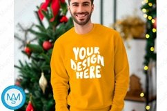 Yellow men Sweatshirt empty space Mockup, christmas Gildan Product Image 1