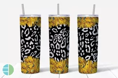 Skinny Tumbler Sublimation Design - Sunflower Leopard Print Product Image 3