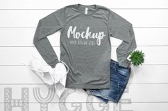 T-shirt Mockup Bella Canvas 3501 Deep Heather Long Sleeve Product Image 1