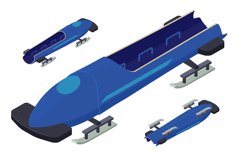 Bobsleigh icons set, isometric style Product Image 1