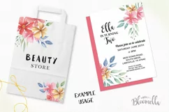 Bouquets Watercolor Floral Pink Whirl Flowers Peach Leaves Product Image 3