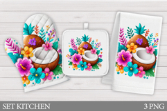 Coconut Oven Mitt Design. Coconut Kitchen Towel Sublimation Product Image 1