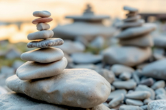 Stacked Stones On A Beach Background Product Image 1