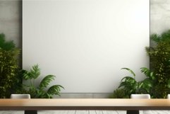 Modern office waiting area with empty billboard Product Image 1