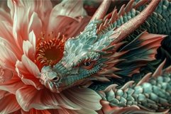 Vividly detailed dragon entwined with blooming flowers in a Product Image 1