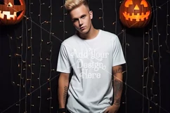 Halloween T Shirt Mockup Male, White T-Shirt Mockup, d29 Product Image 2