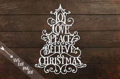 Joy Love Peace Believe Christmas svg dxf pdf cut template Product Image 1
