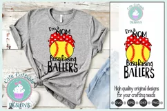 Softball SVG, Busy Raising Ballers Red Bandana Softball mom Product Image 1