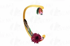 Tribal golden alphabet with feathers clip art, png files Product Image 11