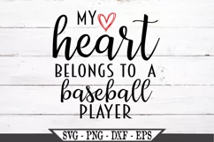 My Heart Belongs To A Baseball Player SVG Design Product Image 2