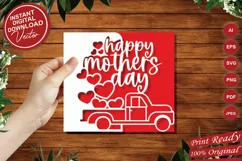 Papercut Happy Mothers Day Heart Truck Card Cover Template Product Image 6