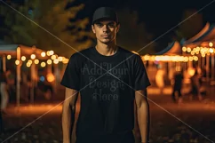 Halloween T Shirt Mockup Male, Black T-Shirt Mockup, d10 Product Image 2