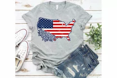 Floral USA Map Svg, American Flag SVG, 4th of July Svg Product Image 2